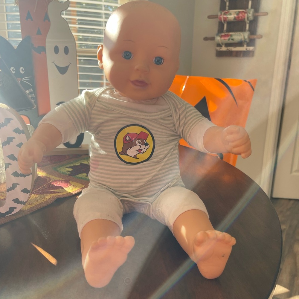 Striped Baby Doll with Cartoon Logo